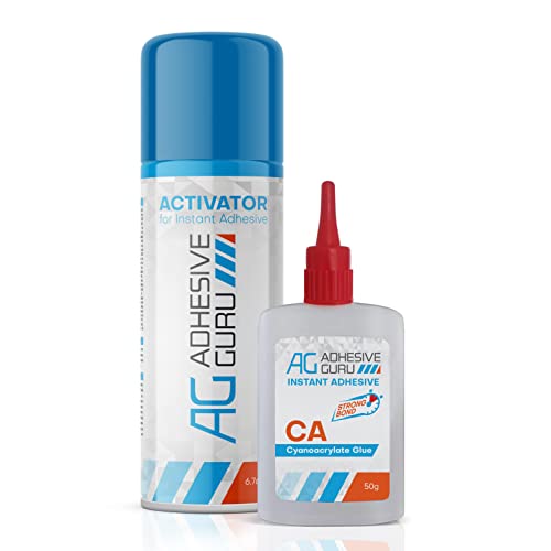 Adhesive Guru CA Glue with Activator Woodworking (1.7 oz - 6.76 fl oz) Ca Glue for Woodworking, Cyanoacrylate Glue and Activator