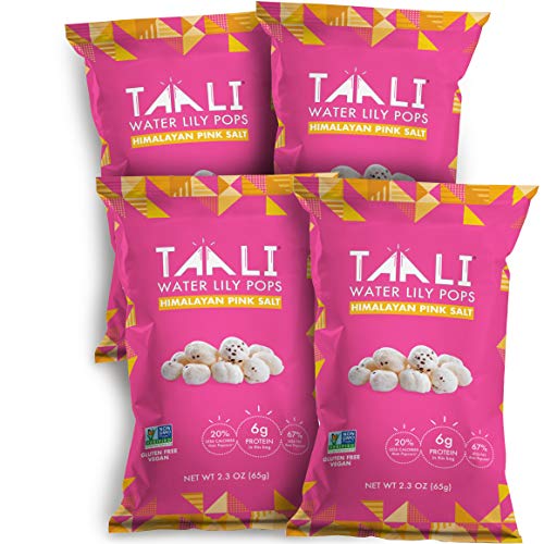 Taali Himalayan Pink Salt Water Lily Pops (4-Pack) - Crunchy Superfood Snack | Protein-Rich Roasted Pops | Gluten Free, Non GMO | 2.3 oz Multi-Serve Bags