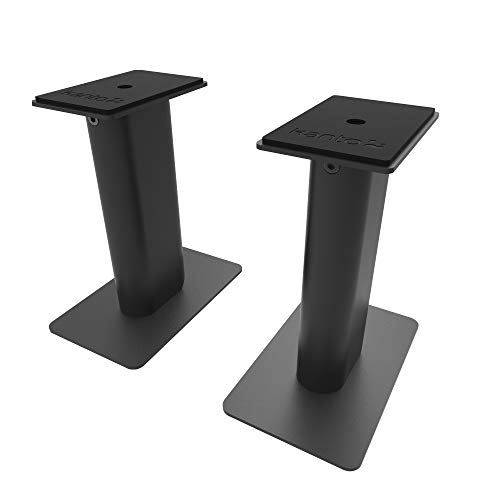 Kanto SP9 Desktop Speaker Stands for Small/Medium Bookshelf Speakers & Compact/Mid-Size 2-4 Studio Monitors | 8.3" Tall | Rotating Top Plate | Hidden Cables | -20 Mounting | Pair | Black