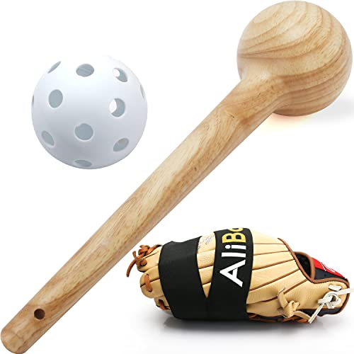 Aliball Baseball Glove Breakin Kit, Real One-Piece Solid Construction Baseball Glove Mallet, Glove WrapPlastic Ball Used to Shape The Glove, 3 Piece Set for Glove Mallet kit (Black)