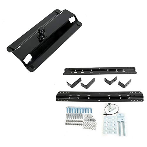 ECOTRIC Fifth 5th Wheel Rail Installation Kit & Gooseneck Trailer Hitch for Full-Size Truck Bed Gooseneck Ball Plate & Trailer Hitch Mount Rail 2 Packages