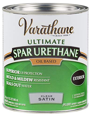 Rust-Oleum Varathane 242183H 1-Quart Classic Clear Oil Based Outdoor Spar 275 Voc Urethane, Satin Finish