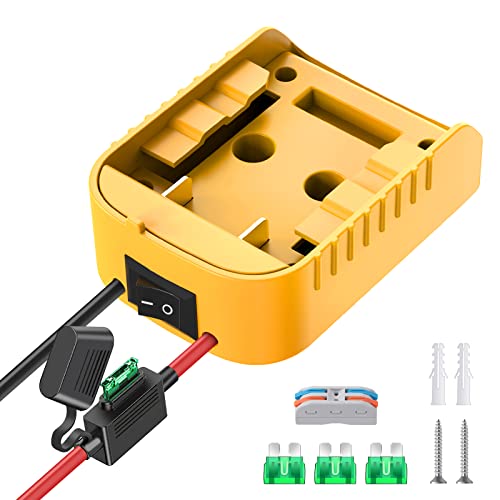 Power Wheels Adapter for Dewalt 20V Battery Adapter Power Wheels Battery Conversion Kit with Switch, Fuse & Wire Terminals, 12AWG Wire, Power Connector for DIY Ride On Truck, RC Car Toys and Robotics