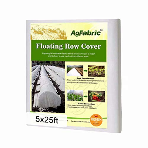 Agfabric Plant Covers Freeze Protection Frost Blankets for Plants 5'x25' 1.2oz Row Covers Outdoor Plant Covers for Winter Freeze Cloths for Plants Winter Frost Pests Protection,White