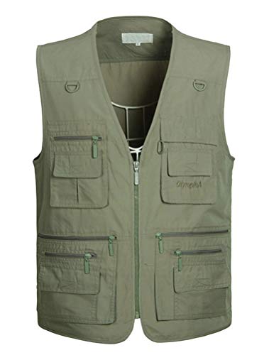 PASOK Men's Work Fishing Vests Lightweight Safari Travel Hunting Waistcoat With Multi-Pockets Color 4 M