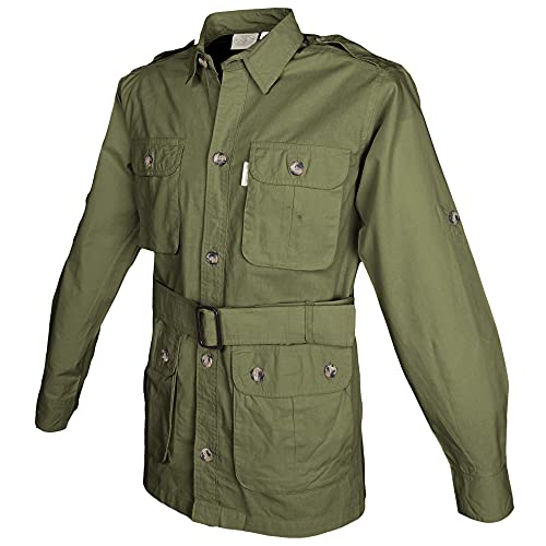 Tag Safari Jacket for Men, Lightweight, Multi Pockets, Perfect for Explorers, Photographers and Journalists - Moss - Small