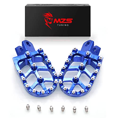 MZS Dirt Bike Foot Pegs, Motocross Footpeg MX Footrest Rest Blue Compatible with DRZ400 00-04 | DRZ400E DZR400S 00-07 | DRZ400SM 05-17,19 | RM125 91-02 | RM250 91-02 | RMX 250 93-98 | KLX400R 03-04