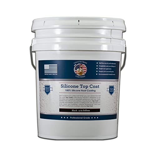 Countryman Coatings 100% Silicone Roof Coating - Restore Your Roof in a Day - Seal Leaks, Cracks, Seams, Penetrations - Adheres to All Surfaces (4.75 Gallon, Black)