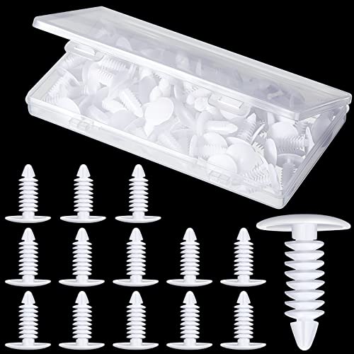 1" Vapor Barrier Christmas Tree Fasteners Plastic Nylon Rivet Clips White Furniture Assembly Shelves Retainer for Crawlspace Barrier Poly Liners, Covers and Encapsulations (200 Pcs)