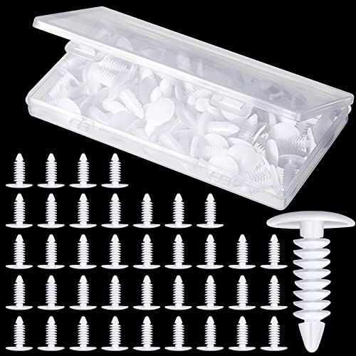 1" Vapor Barrier Christmas Tree Fasteners Plastic Nylon Rivet Clips White Furniture Assembly Shelves Retainer for Crawlspace Barrier Poly Liners, Covers and Encapsulations (500 Pcs)