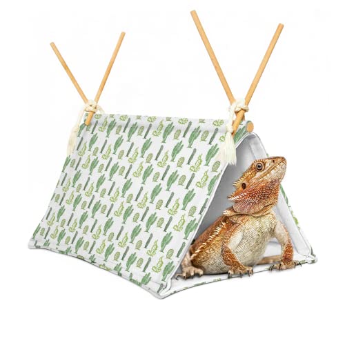 Bearded Dragon Tent Bed,Cactus Pattern Reptile Bearded Dragon cage/hides and Caves/Habitat Hideout (Cactus)