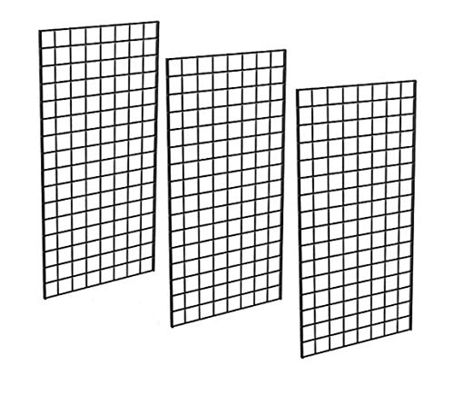 Only Garment Racks #1899BLK (3PCS) Only Garment Racks Commercial Grade Gridwall Panels  Heavy Duty Grid Panel for Any Retail Display, 2 Width x 4 Height, 3 Gridwall Panels Per Carton (Black Finish)