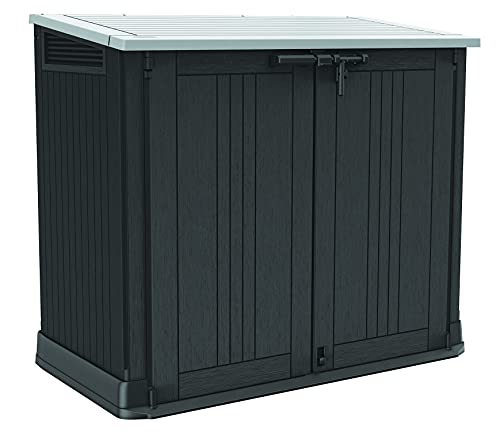 Keter Store-It-Out Prime 4.3 x 2.3 Foot Resin Outdoor Storage Shed with Easy Lift Hinges, Perfect for Trash Cans, Yard Tools, and Pool Toys, Black