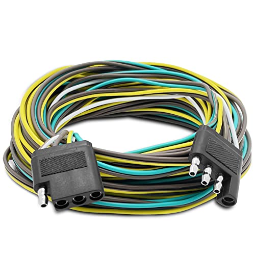 Trailer Wiring Harness Kit, LIMICAR 36ft Trailer Light Kit with 4 Flat Extension Connector, 28' Male & 8' Female Trailer Harness with 4 Pin Trailer Wiring Harness for Utility Boat Trailer Lights