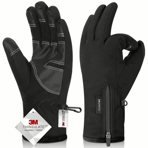 Balhvit -10 Waterproof Winter Gloves for Men & Women, Breathable Ski Snow Gloves, 5-Layer Touch Screen Cold Weather Gloves (M, Black)
