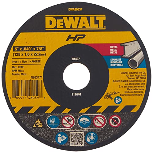 DEWALT DWA8063F T1 HP Fast Cut-Off Wheel, 5" x 0.040" x 7/8"