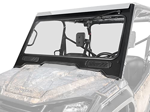 SuperATV Front Glass Windshield for SuperATV Glass Windshield for Honda Pioneer 1000 (See Fitment) | DOT Approved Laminated Safety Glass Windshield | Includes Manual Wiper | Easy Installation