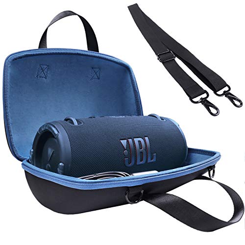 co2CREA Hard Carrying Case Replacement for JBL Xtreme 3 Portable Speaker (Black Case + Inside Blue)