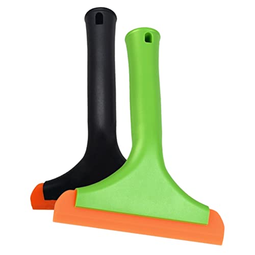 2PCS Flexible Silicone Squeegee Auto Water Blade Squeegee for Car Window Windshield Mirror Bathroom Glass Door , Window Cleaning 7.5''Long Handle 6'' Blade (Black+Light Green)