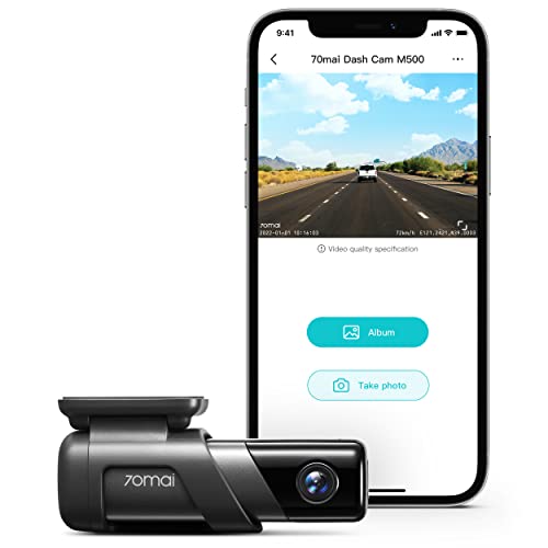 70mai True 2.7K 1944P Dash Cam M500, eMMC Built-in 128GB Storage, Powerful Night Vision with HDR, 170 FOV, 24H Parking Surveillance, Time-Lapse Recording, Built in GPS, ADAS, iOS/Android App Control