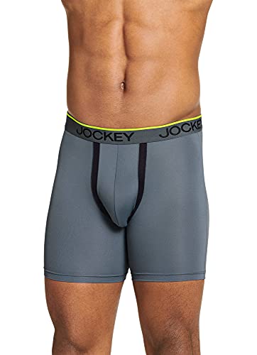 Jockey Men's Underwear Chafe Proof Pouch Microfiber 6" Boxer Brief, Steel Grey, M