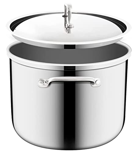 Nuwave Designs-Tri-Ply 18/10 Entire Stainless Steel Stockpot With Lid, Commercial Grade, Free of PTFE PFOA PFOS, 10-Yer Wrranty(12QT)