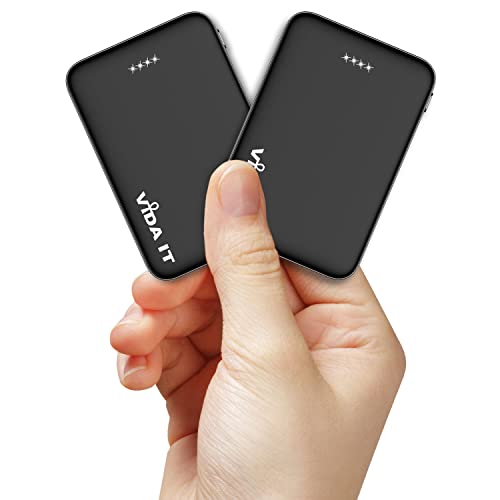 Vida IT 2-Pack Ultra Compact Power Bank Battery Pack for Heated Vest Jacket Coat Scarf Socks, 5000mAh USB Power Pack Portable Charger for iPhone Samsung Android Phone, Lightweight and Small 2A 5V DC