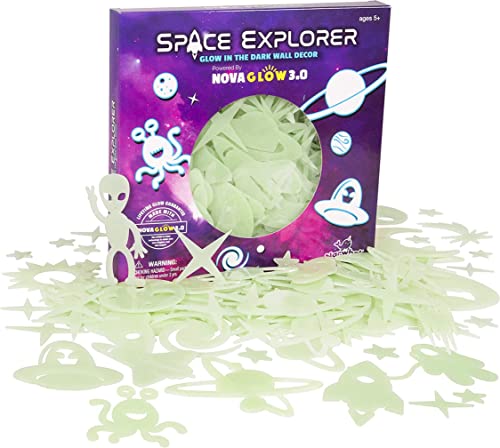 Space Glow Stars, 200-Count Glow in The Dark Stars with Bonus Moon, Supernova, Astronauts, Aliens, UFO's, Rockets, Earth, Planets, Comets, Asteroids, Shooting Stars & Spaceships