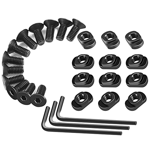 FANGOSS 12 Set Rails T-Nut and Screw Replacement Sets, Picatinny Rail Mount Short Screws & Nuts Accessories with 3 Allen Wrench (10mm Short Screws)