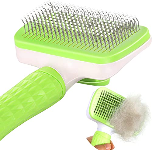 Garstor Dog Brush, Cat Brush, Dog Brush for Shedding, Cat Brushes for Indoor Cats, Self Cleaning Pet Brush for Grooming Long Short Haired Dog Cats, for Dog Cat Rabbit Remove Loose Fur and Undercoat