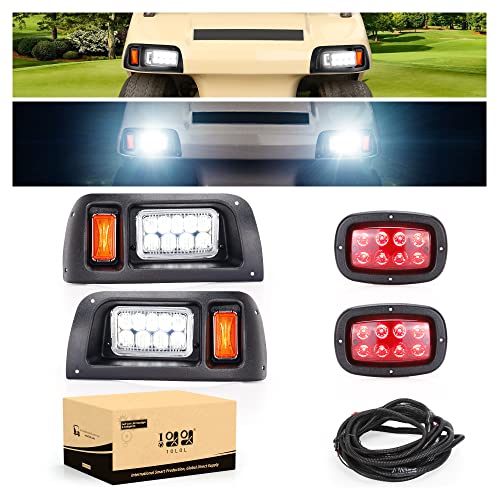 10L0L Golf Cart LED Headlight and Tail Light Kit for Club Car DS Carts Gas & Electric, 12 Volt Input