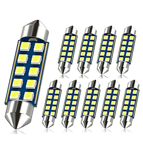 DODOFUN 41MM 42MM Festoon 211-2 569 578 6411 6000K White Extra Bright LED Bulbs for Car Interior Lights License Plate Map Dome Trunk Door Courtesy Light 10-SMD Chipset Canbus Error Free