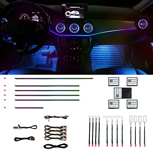 HMYC Car Interior Ambient Lights,18 in 1 128 Colorful LED Acrylic Fiber Optic Strip,universal Multiple Modes Decoration Atmosphere with Music Sync Rhythm,APP Control,RGB Neon Lighting for All Cars