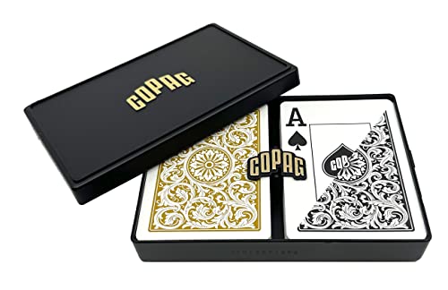 Copag 1546 Design 100% Plastic Playing Cards, Poker Size Black/Gold (Jumbo Index, 1 Set)