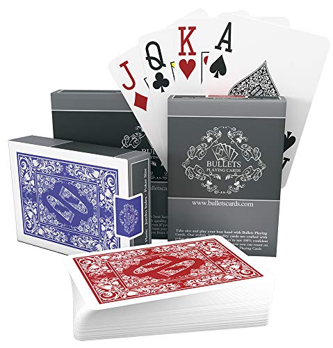 Bullets Playing Cards  Two Decks of Poker Cards  Waterproof Plastic  Easy to Read & Great Feel - Jumbo Index & Two Pips  Professional Playing Cards for Texas Holdem Poker