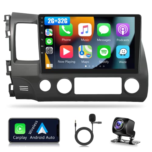 Android 11 for Honda Civic Car Stereo 2006-2011 with Wireless Carplay Android Auto, 10.1 Inch Touch Screen Car Radio Supports GPS Navigation, SWC, WiFi, Hi-Fi Sound System, FM/RDS, Split Screen