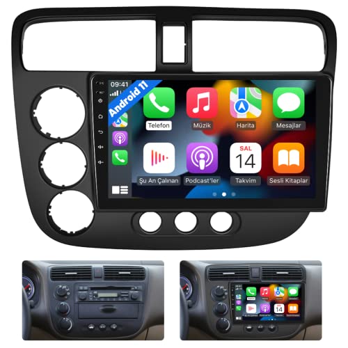 Android 11 Car Stereo for Honda Civic 2001-2005 Radio with Wireless Apple Carplay Android Auto, 9 Inch Touch Screen Car Radio with Bluetooth/GPS Navigation/WiFi/SWC/HiFi+AHD Backup Camera