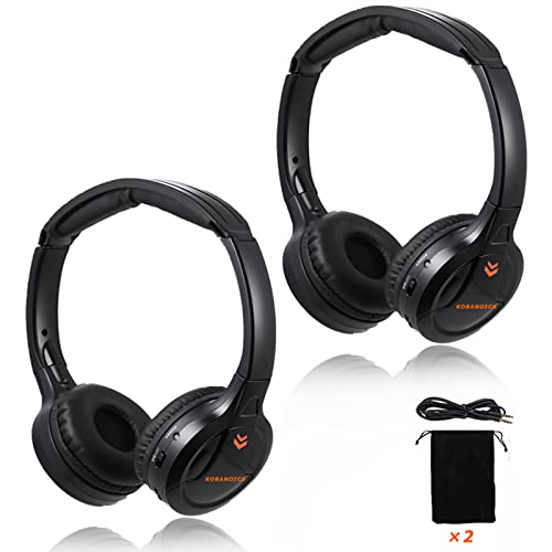 KOBANOICA Infrared Headphones for Car DVD,Universal 2 Channel IR Headphones, On-Ear Car Headphones Wireless (2 Pack)