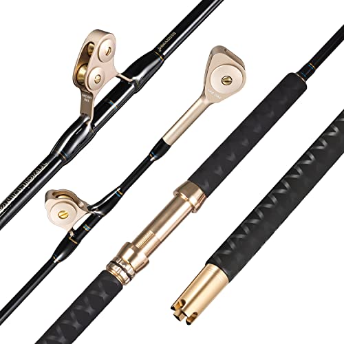 BERRYPRO Bent / Straight Butt Trolling Rod 1-Piece / 2-Piece Saltwater Offshore Fishing Rod Big Game Roller Rod Conventional Boat Fishing Pole (Straight Butt - Roller Guide - Length 6'-1pc(80-150lbs))