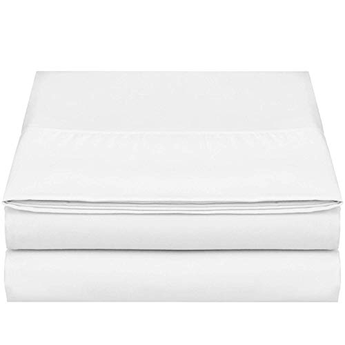 White Flat Sheet - Queen Size Bedding Flat Sheet Only Sold Separately Cotton Hotel Quality Top Sheet for All Season,Soft,Lightweight,Breathable Bedsheet (White,Queen)
