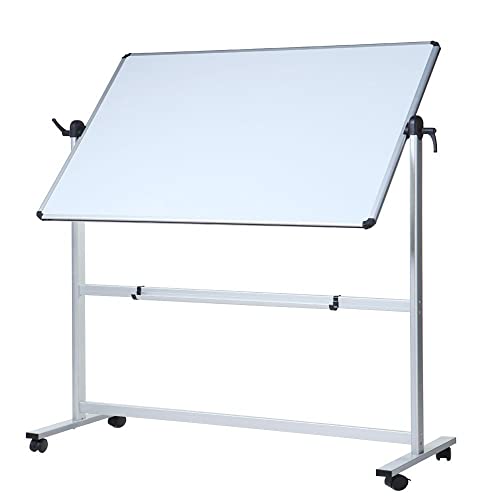 VIZ-PRO Double-Sided Magnetic Mobile Whiteboard,72 x 40 Inches Aluminium Frame and Stand