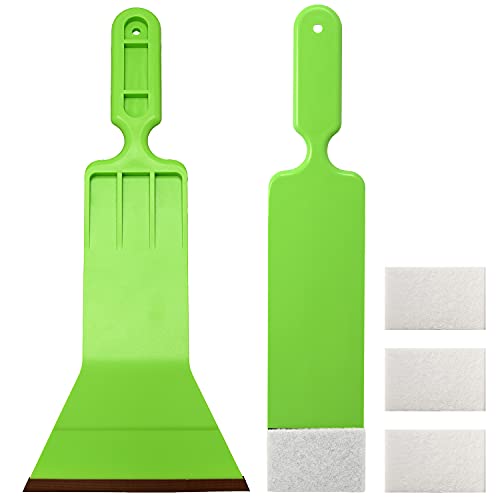 2 PCS Window Tint Tools Green Automotive Bulldozer Squeegee + Scrubber Paddle Squeegee, Long Handle Scraper for Glass Tint Film Installing/Windshield Cleaning/Water Drying