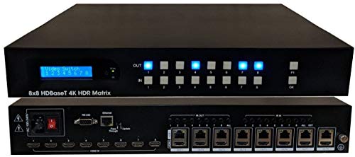8x16 8x8 HDR 18GBPS HDbaseT 4K Matrix SWITCHER 16x16 with 8 Receivers HDMI 2.0a 2.0 CAT6 CAT5e HDMI HDCP2.2 Routing SPDIF Audio CONTROL4 Savant Home Automation