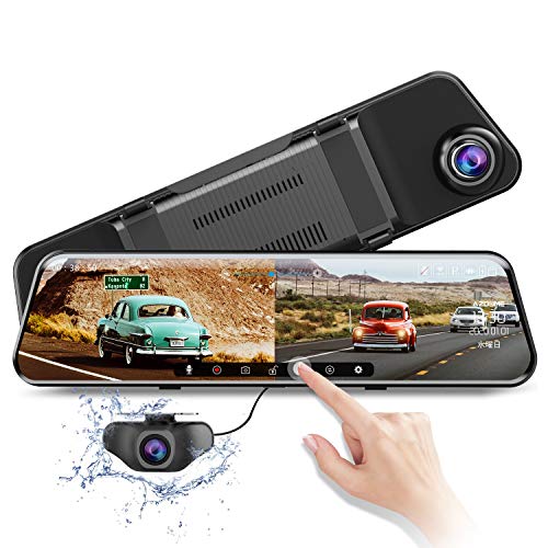 AZDOME 11.8" Mirror Dash Cam, 1080P FHD Front and Rear View Mirror Camera for Cars, Dual Camera with Waterproof Reverse Backup, Enhanced Night Vision, Parking Mode, with GPS Free 32GB Card