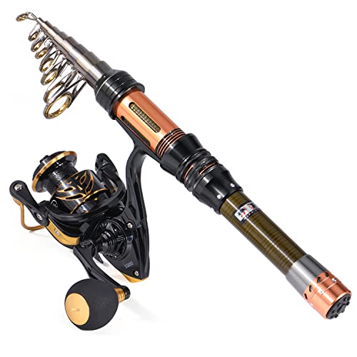 Sougayilang Mini Spinning Fishing Rod Reel Combos Portable Pocket Telescopic Fishing Pole for Travel Saltwater Freshwater Fishing -4.27FT