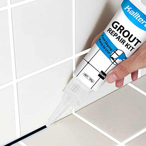 Tile Grout Paint, 2 Pcs Black Grout Cleaner Sealer for Shower, Grout Filler Tube for Kitchen, Grout Repair for Bathroom Floor, Fast Drying Grout Pen, Grout Refresh Easy and Safe to Use(Black)