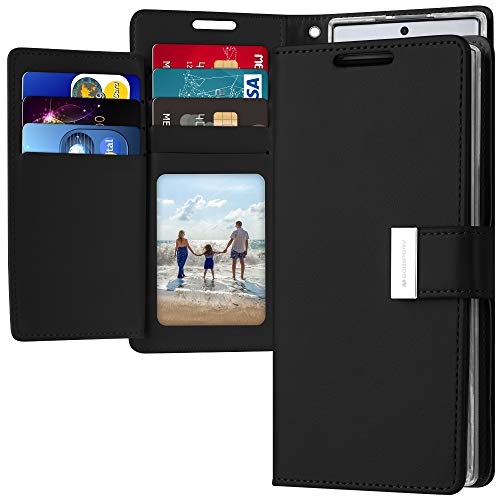 GOOSPERY Rich Wallet for Samsung Galaxy Note 10 Plus Case (2019) Extra Card Slots Leather Flip Cover (Black)