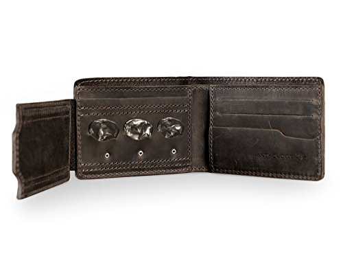 Anthology Gear Full Grain Leather Bi-fold Wallet with Guitar Pick Holder (Aged Steel)