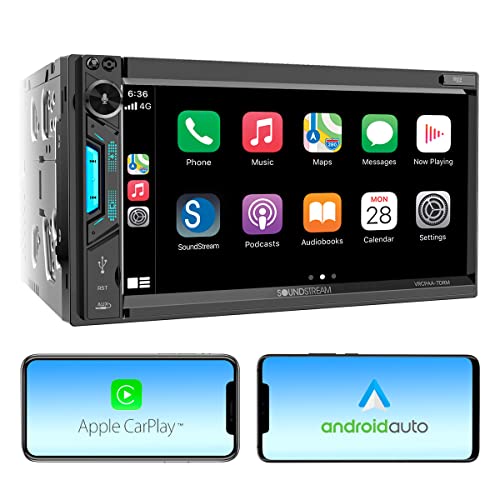 SOUNDSTREAM 7 inch Double Din Car Stereo Apple Carplay Touchscreen | Android Auto Bluetooth Multimedia Radio | 2 Din Car Play Mirror Link Touch Screen Receiver with Backup Camera USB SD AUX MP3 MP4