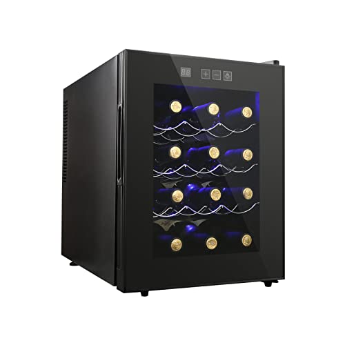 12 Bottle Wine Cooler Refrigerator, Compact Mini Wine Fridge with Digital Temperature Control Quiet Operation Thermoelectric Chiller, Freestanding Wine Cellar for Red, White, Champagne